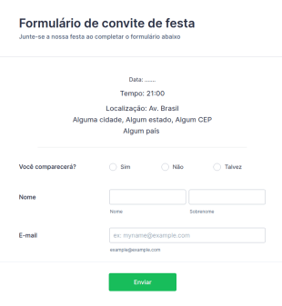 Formulário De Convite De Festa