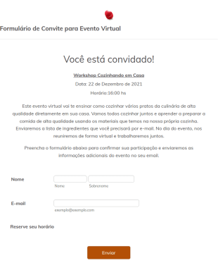 Formulário De Convite Para Evento Virtual