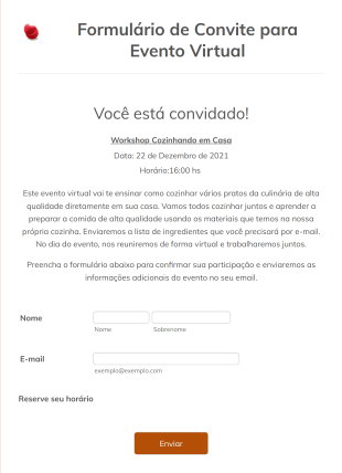 Formulário De Convite Para Evento Virtual Form Template