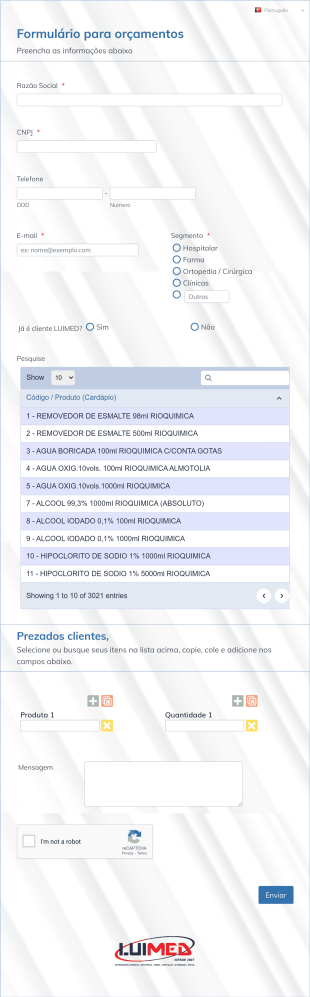 Formulário De Cotação Luimed Form Template