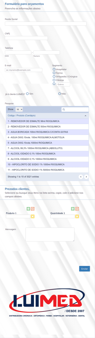 Formulário De Cotação Luimed
