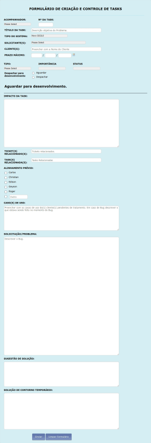 Formulário De Criação E Controle De Tarefas Form Template