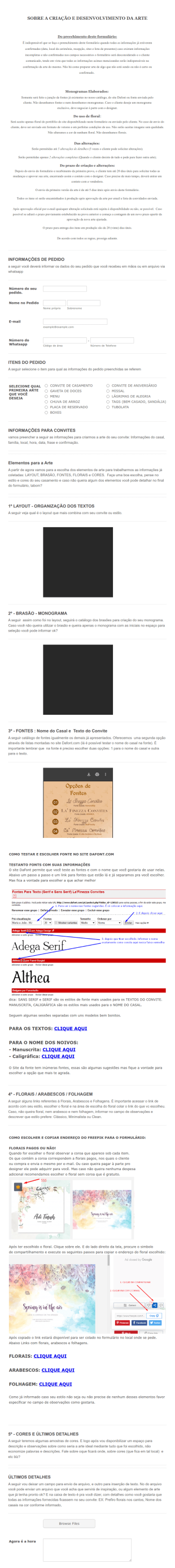 Formulário De Criação E Desenvolvimento De Arte