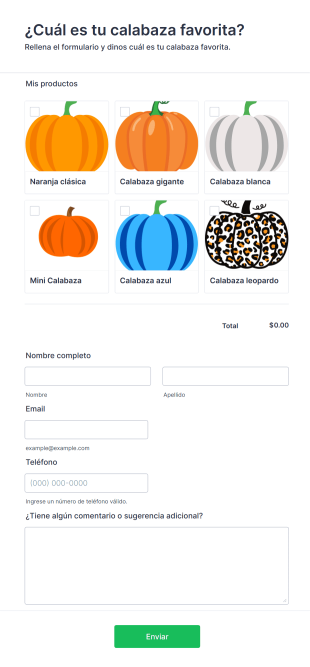 Formulario De Cuál Es Su Calabaza Favorita