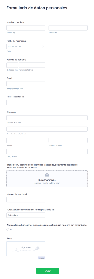 Formulario De Datos Personales JAP Form Template
