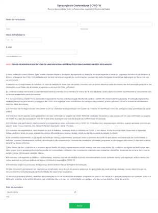Formulário De Declaração De Conformidade Para Clubes Desportivos Durante A COVID 19