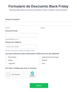 Formulario De Descuento Black Friday