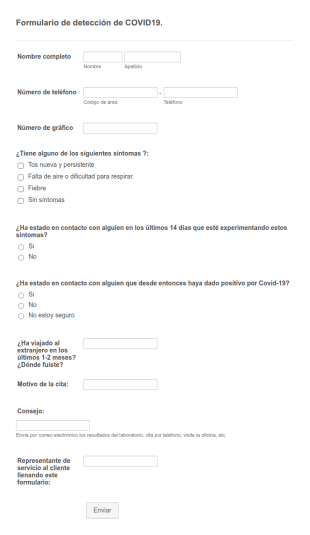 Formulario De Detección De Coronavirus
