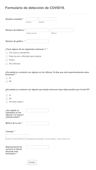 Formulario De Detección De Coronavirus Form Template