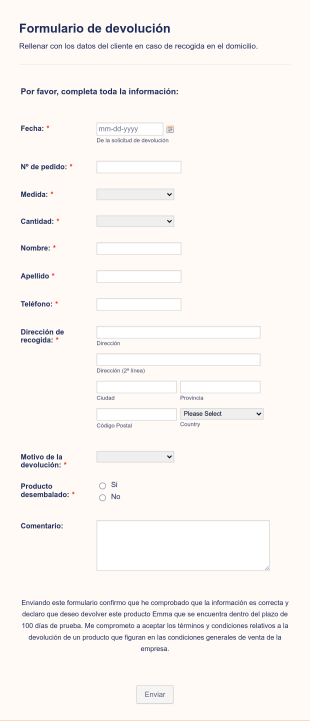 Formulario De Devolución Form Template
