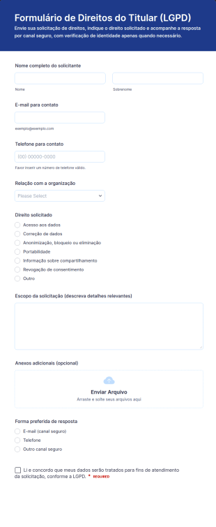 Formulário De Direitos Do Titular — LGPD