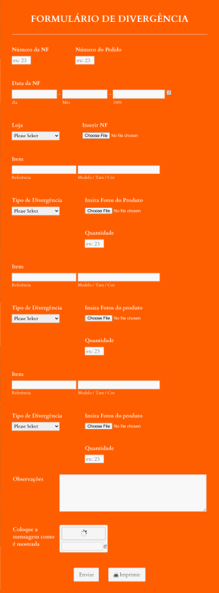 Formulário De Divergência Form Template