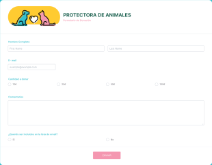 Formulario De Donación A La Protectora De Animales Form Template
