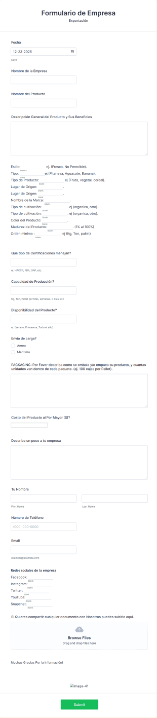 Formulario De Empresa