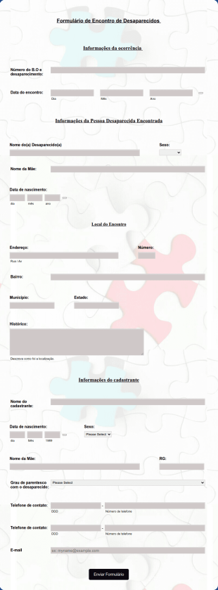 Formulário De Encontro De Pessoas