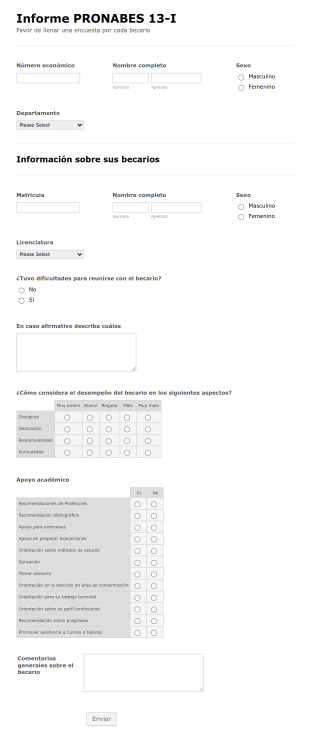 Formulario De Encuesta De Becarios