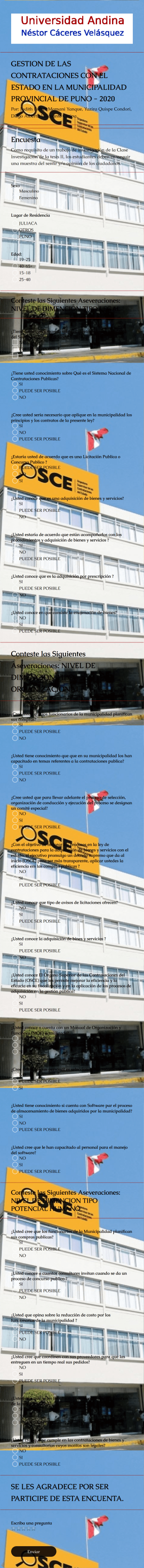 Formulario De Encuesta De Gestión De Contrataciones Con El Estado Form Template