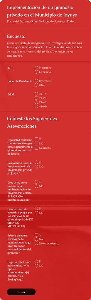 Formulario De Encuesta De Implementación De Gimnasio Form Template