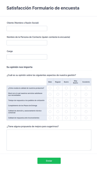 Formulario Encuesta De Satisfacción Al Cliente