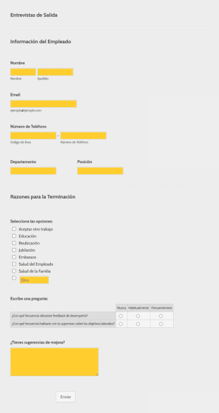 Formulario De Entrevistas De Salida
