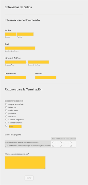 Formulario De Entrevistas De Salida Form Template