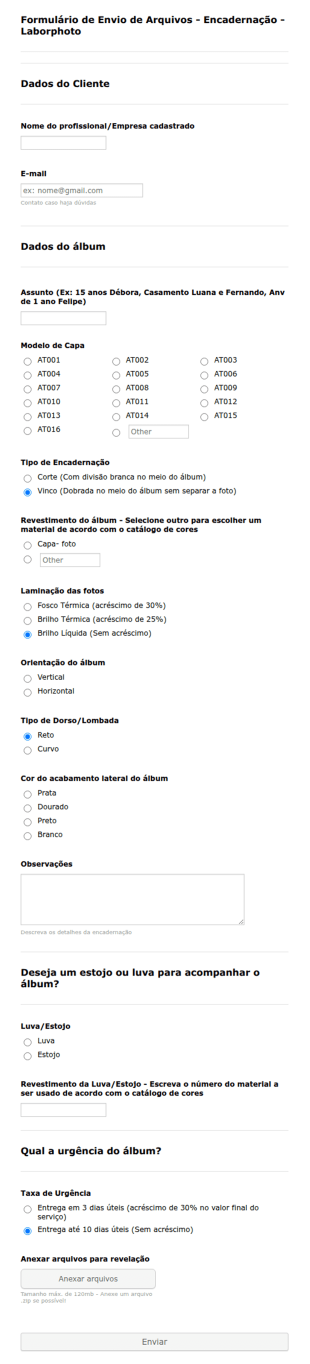 Formulário De Envio De Arquivos