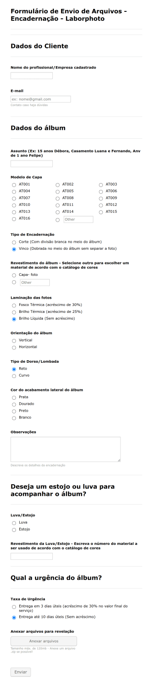 Formulário De Envio De Arquivos Form Template