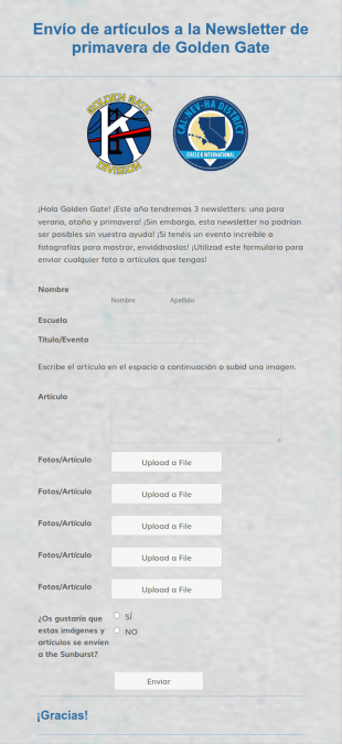 Formulario De Envío De Articulo De Newsletter