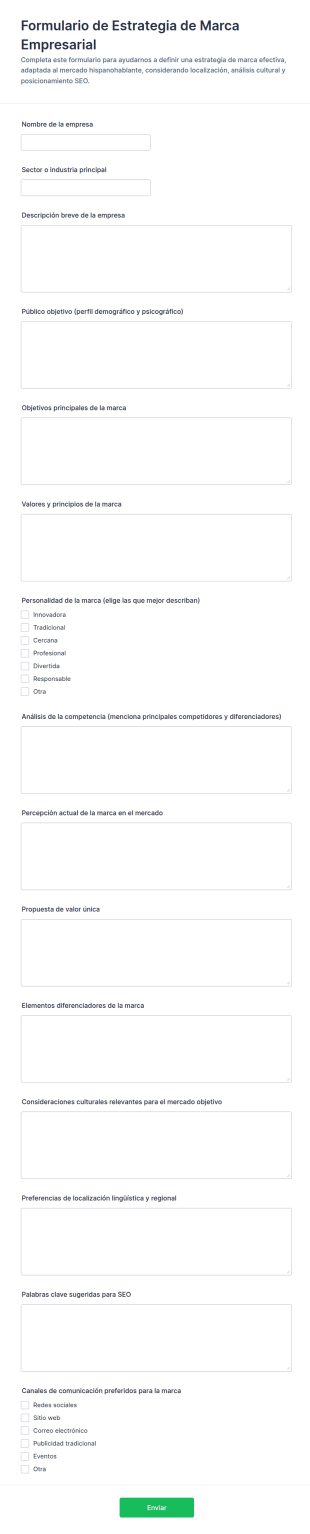 Formulario De Estrategia De Marca