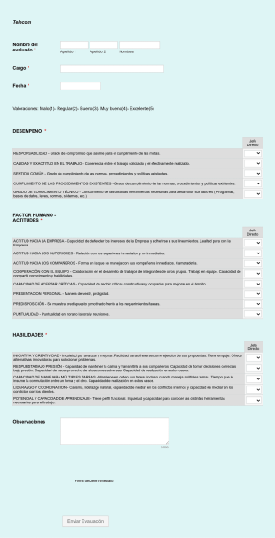 Formulario De Evaluación De Desempeño Telecom Form Template