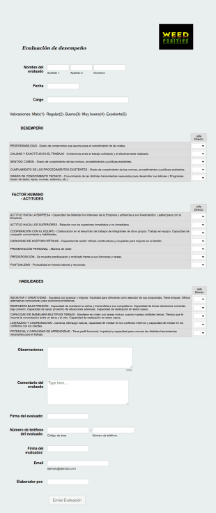 Formulario De Evaluación De Desempeño Weed Positive