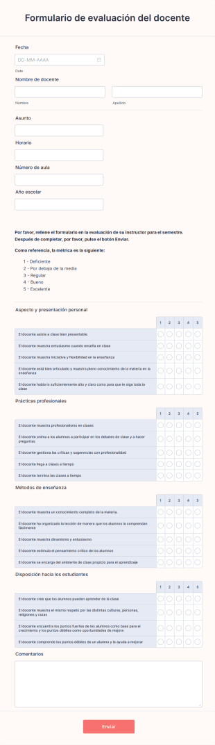 Formulario De Evaluación De Docente