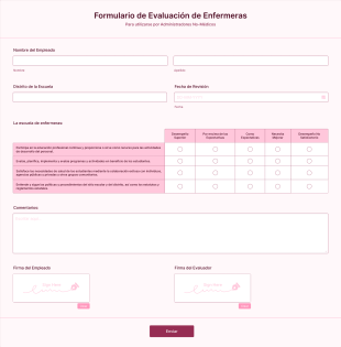 Formulario De Evaluación De Enfermeras Form Template