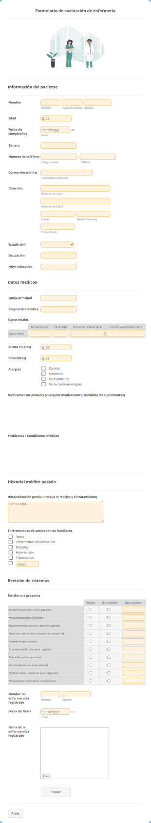 Formulario De Evaluación De Enfermería