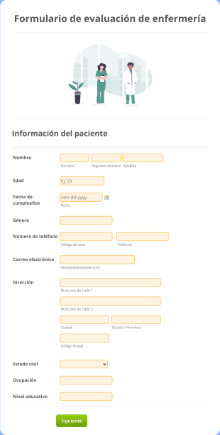 Formulario De Evaluación De Enfermería Form Template