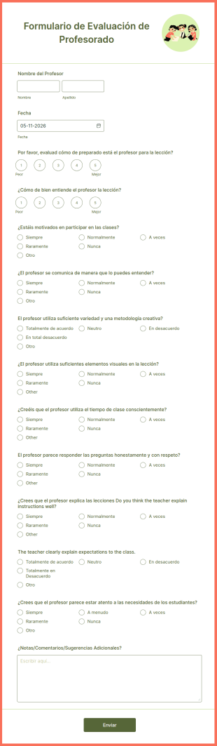 Formulario De Evaluación De Profesorado