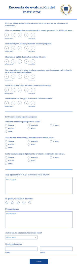 Formulario De Evaluación Del Instructor