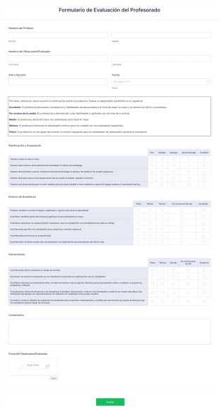 Formulario De Evaluación Del Profesorado