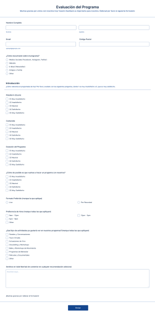 Formulario De Evaluación Del Programa