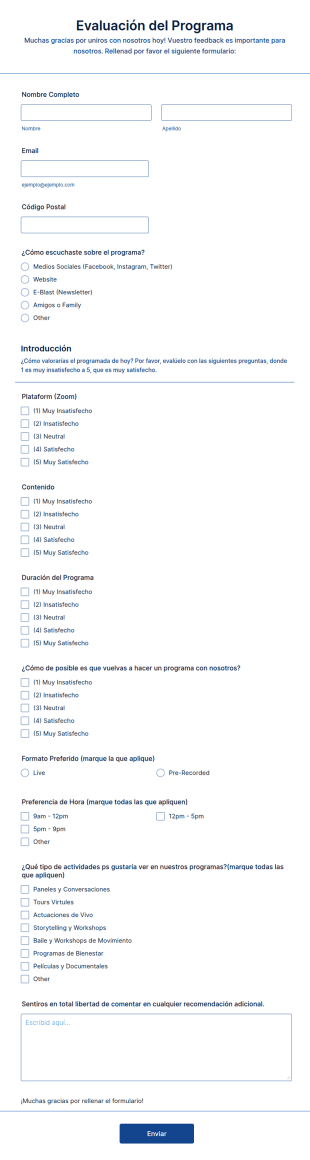 Formulario De Evaluación Del Programa