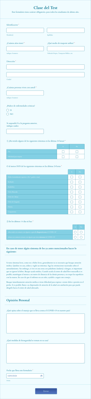 Formulario De Evaluación Estudiante Form Template