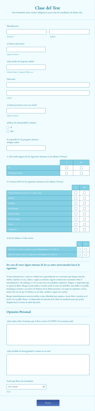 Formulario De Evaluación Estudiante