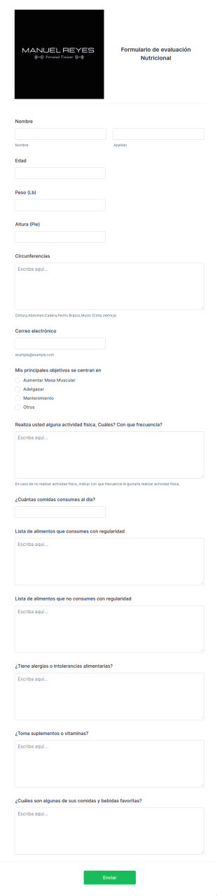 Formulario De Evaluación Nutricional