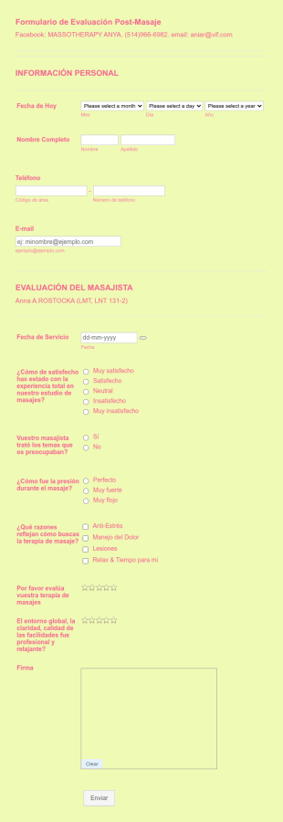 Formulario De Evaluación Post Masaje