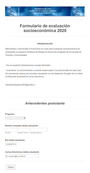 Formulario De Evaluación Socioeconómica 2020