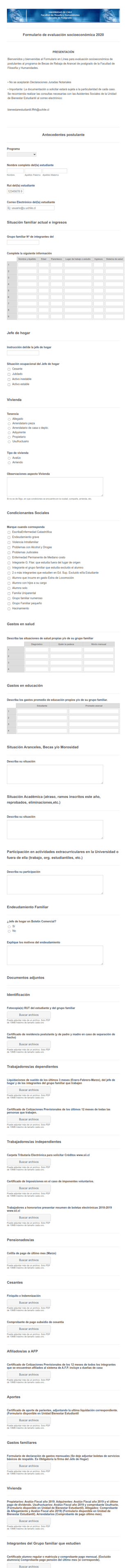 Formulario De Evaluación Socioeconómica 2020