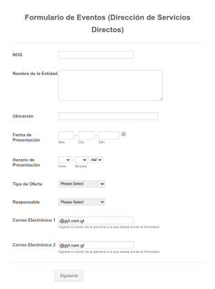 Formulario De Eventos Y Servicios Bancarios Directos Form Template