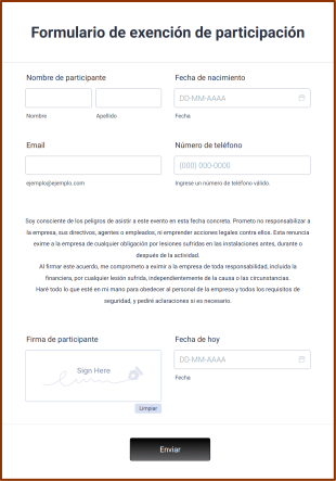 Formulario De Exención De Participación Form Template
