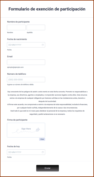 Formulario De Exención De Participación