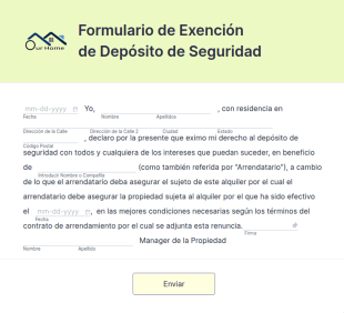 Formulario De Exención De Depósito de Seguridad